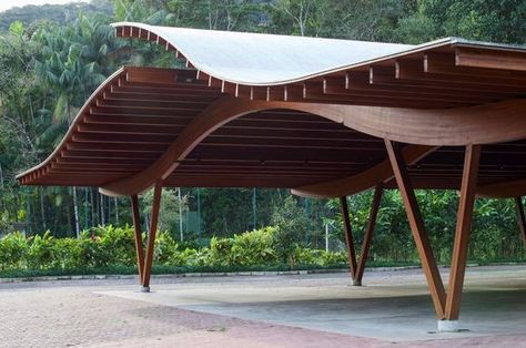 Wooden Roof Design, Wood Pavilion Architecture, Wood Structure Architecture, Terminal Bus, Timber Architecture, Pavilion Architecture, Bamboo Architecture, Wooden Architecture, Wood Architecture