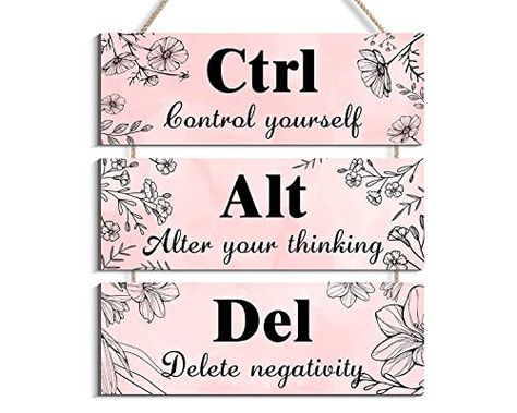 Pink Office Wall Decor for Woman, Ctrl Alt Del Wall Decor, Motivational Wall Plaques with Sayings Wooden Wall Hangings for Home Office (pink, 4.7 x 13.7 inch) Attendance Office Decorating Ideas, Pink Cubicle Decor, Pink Office Wall, Pink Office Walls, Work Office Decor Professional, Cubicle Decor Ideas, Rose Gold Office Decor, Home Office Pink, Ctrl Alt Del