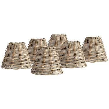 Springcrest Natural Wicker Chandelier Lamp Shades 3x6x5 (Clip-On) Set of 6 Chandelier Lamp Shades, Wicker Lamp Shade, Coastal Style Decorating, Rattan Chandelier, Rattan Lamp, Lampshade Chandelier, Organic Style, Chandelier Shades, Chandelier Lamp