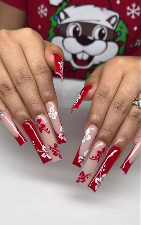 Uñas Aesthetic, Nail Vibes, Acrylic Nail Designs Coffin, Acrylic Toe Nails, Red Acrylic Nails, Long Acrylic Nail Designs, Tapered Square, Winter Nails Acrylic, Colored Acrylic Nails