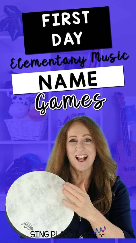 One of the most important things we can do in music class to learn students’ names. Here's 5 fun name games for elementary music class. Learn the songs and games in this blog post.  READ MORE Kindergarten Music Games, Songs For Teachers, Music Class Games, Name Games For Kids, Elementary Music Activities, Elementary Music Room, Music Education Activities, Music Education Games, Orff Music