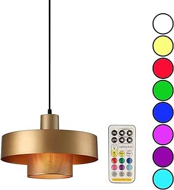 Modern style battery operated pendant light over kitchen island,6 RGB colors dimmable hanging lighting with remote control,Wireless pendant lights fixtures,(with bulb+remote control+charging cable) ( Light Over Kitchen Island, Pendant Light Over Kitchen Island, Lights Over Kitchen Island, Hanging Lighting, Ceiling Light Design, Hanging Ceiling Lights, Light Design, Island Lighting, Hanging Pendants