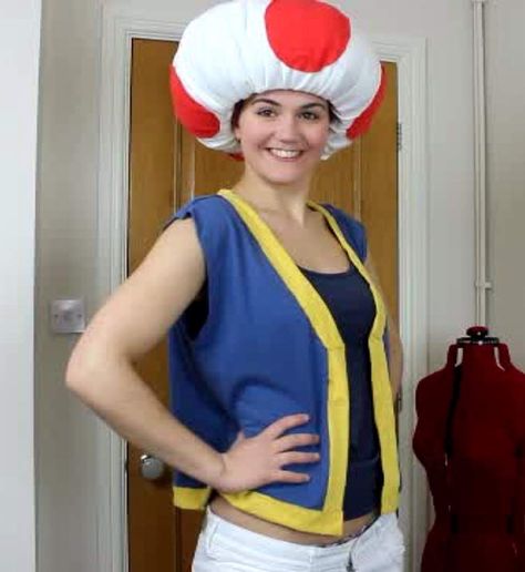 Toad Costume {No Sew} | Crafty Amino Toad And Toadette Costume Diy, Womens Toad Costume, Toad Stool Costume, Toad Vest Diy, Super Mario Toad Costume, Infant Toad Costume, Toad From Mario Costume, Birdo Mario Costume Diy, King Boo Costume Women