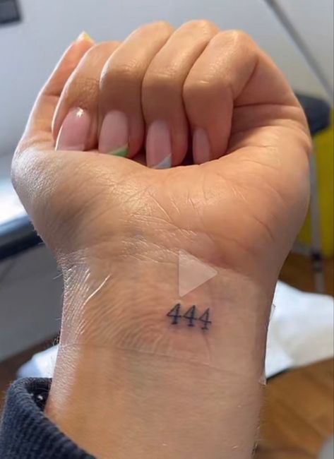 Meaning Ful Small Tattoos, 333 Number Tattoo, 444 Tattoo On Hand, Tiny 444 Tattoo, Angel Number Back Tattoo, 444 Tattoo Ankle, Angel Number Wrist Tattoo, Tattoo Ideas 333, Angel Number Tattoo 444