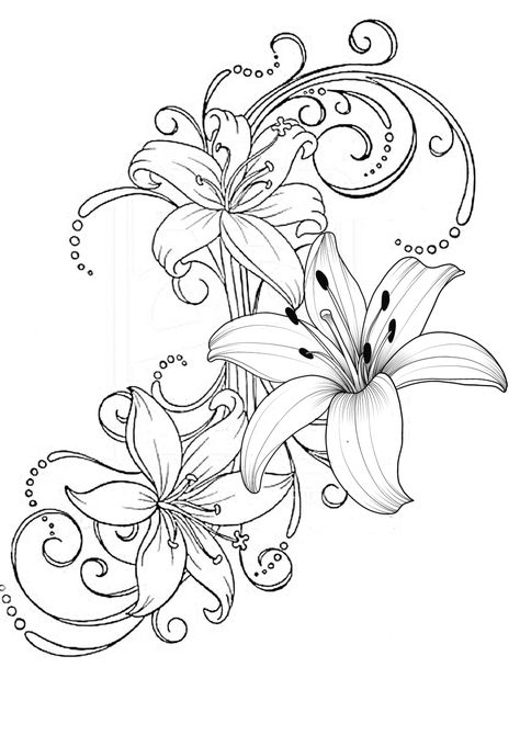 Tiger Lilly Drawing Flowers, Flower Tattoo Stencils, Small Tattoos For Women, Black Girls With Tattoos, Simple Tattoo Designs, Tattoos For Black Skin, Dope Tattoos For Women, Tattoo Stencil Outline, Simple Tattoo