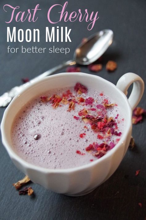 Tart Cherry Moon Milk Recipe for Better Sleep - Turning the Clock Back Cherry Moon Milk, Moon Milk Recipe, Cocktail Original, Cherry Moon, Cherry Drink, Moon Milk, Milk Tea Recipes, Tart Cherry Juice, Usa Food