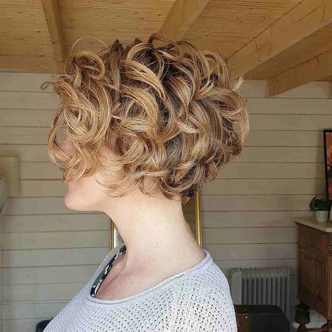 16 Stacked, Short Curly Bob Haircuts to Enhance Your Natural Curls Short Curly Bob Haircut, Curly Stacked Bobs, Curly Bob Haircut, Short Curly Bob Hairstyles, Braid Hairstyle Ideas, Short Curly Hairstyles For Women, Stacked Haircuts, Stacked Bob Hairstyles, Bob Haircut Curly