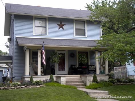 Meaning of Decorative Stars Seen on Country Homes and Porches | Metal Barn Stars | Americana Stars Star On House Exterior, Outdoor House Decorations, Metal Stars Decor, Outside House Decor, Outside Wall Decor, Nautical Outdoor Decor, Country Porches, Porch Wall Decor, Turtle Wall Decor