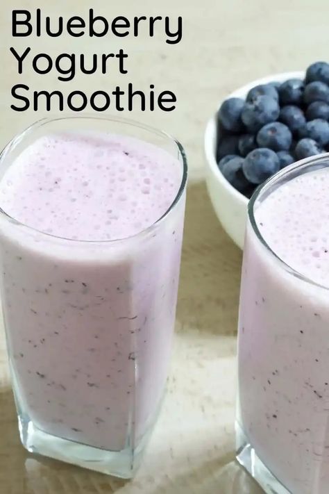 Vanilla Yogurt Smoothie, Blueberry Yogurt Smoothie, Greek Yogurt Smoothie Recipes, Blueberry Drinks, Greek Yogurt Smoothie, Blueberry Smoothie Recipe, Smoothie Recipes With Yogurt, Yogurt Smoothie, Blueberry Yogurt