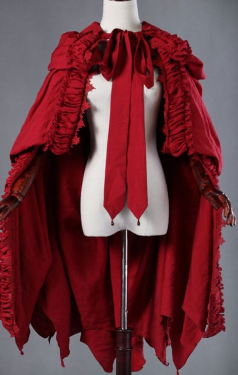 Hood Clothes, Cerise Hood, Broken Doll, Ren Fair, Clothes Reference, Geometric Fashion, Red Cape, Hooded Cloak, Art Idea