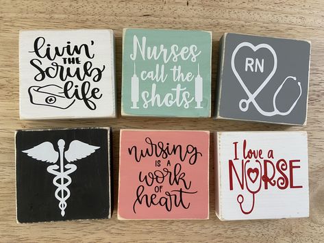 God Signs, Nurse Office Decor, Diy Coasters Tile, Block Signs, March Crafts, Nurse Appreciation Week, Wood Block Crafts, Nurses Week Gifts, Tile Crafts