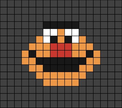 A small pixel art template of Ernie's face from Sesame Street. Pixel Art Sesame Street, Sesame Street Pixel Art, Small Pixel Art Grid, Small Pixel Art, Melt Beads Patterns, Grid Art, Graph Paper Designs, Easy Perler Beads Ideas, Pixel Art Tutorial