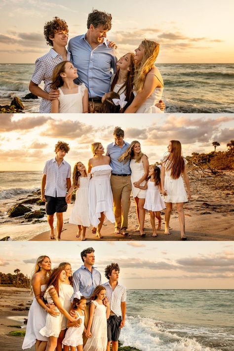 Capture everyone together! Try poses like a family lineup, big group hugs, or arranged seating by the water for a fun, timeless look that captures your whole crew. #LargeFamilyPhotos #BeachPhotography #FamilyTime Family Beach Session Poses, Large Family Photo Shoot Ideas Beach, Sarasota Florida Beach, Large Family Photo Shoot Ideas, Large Family Photography, Family Photo Shoots, Family Beach Session, Cute Family Pictures, Large Family Photos