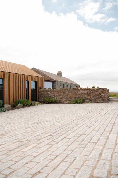 Set within a beautiful private valley, the original property was a former farmhouse. Using Silver Grey Tumbled Granite Setts on the driveway. Granite Paving, Driveway Paving, South West, Grey Stone, Garden Room, Driveway, Tumbling, Outdoor Garden, Garden Landscaping