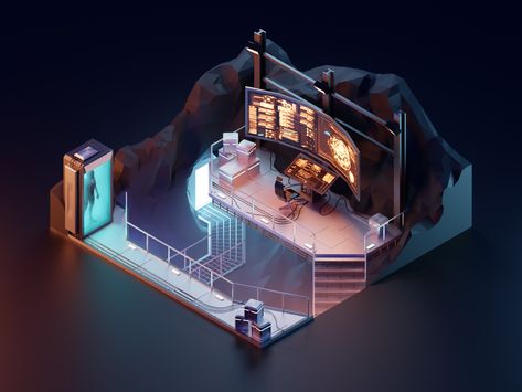 Bat Cave by Roman Klčo Bat Cave, Wabi Sabi Japanese, Scandinavian Apartment, 3d Video, Isometric Design, Isometric Art, Low Poly Art, Garden Studio, Blender 3d