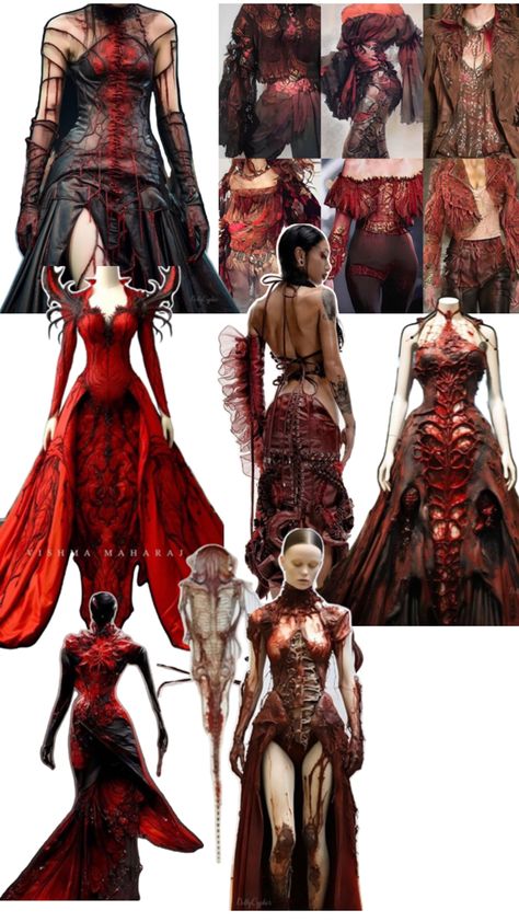 Eldritch Horror Outfit, Demonic Outfits, Ethereal Goth Outfit, Gore Halloween Costumes, Gore Clothes, Flesh Fashion, Gore Fashion, Scary Fashion, Horror Dress