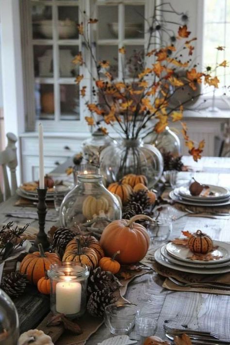 Autumn is a season of intense beauty 🍂🧡🍁 Fall Dinnerware, Diy Craft Hacks, Fall Scenes, Fall Dining Table, Fall Board, Vibeke Design, Fall Brunch, Fall Table Centerpieces, Pumpkin Display