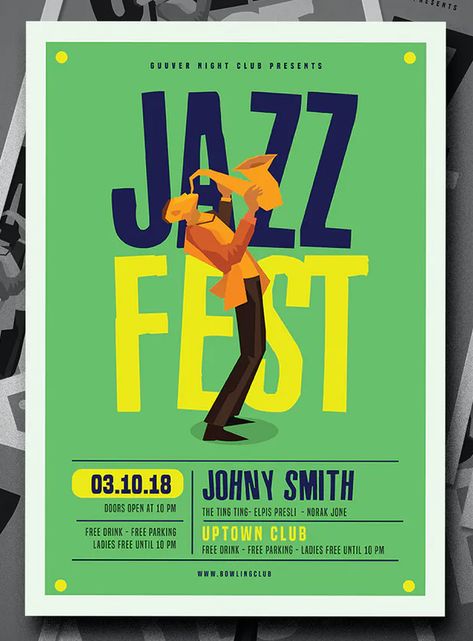 Jazz Festival Flyer Template AI, PSD Jazz Saxophone, Concert Poster Design, Jazz Poster, Festival Flyer, Jazz Art, Jazz Fest, Graphic Design Flyer, Jazz Festival, Festival Posters