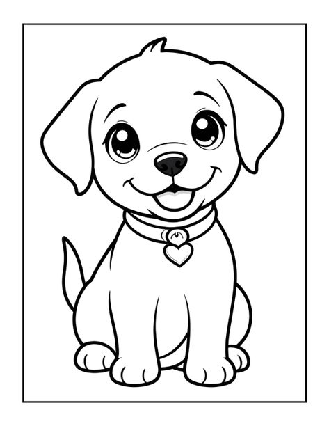 Printable Dog Coloring Pages, Dog Clipart Black And White, Puppy Coloring Pages Free Printable, Dog Outline Drawing, Cute Dog Coloring Pages, Inkleur Prente, Dog Printable, Animal Outline, Kindergarten Colors