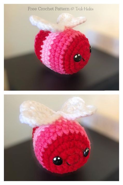 Love Bug Free Crochet Patterns Valentines Amigurumi, Crochet Ladybug Pattern Free, Crochet Bug Free Pattern, Crochet Love Bug Free Pattern, Love Bug Crochet, Crochet Bugs And Insects Free Pattern, Valentine Bee Crochet, Crochet Ladybug, Crochet Valentine Patterns