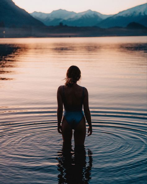 Evening cold plunge in New Zealand Cold Water Plunge, Joy Journal, Lake Wanaka, Cold Plunge, Autumn Lake, Dream Lifestyle, 2024 Vision, Life Coaching, Cold Water