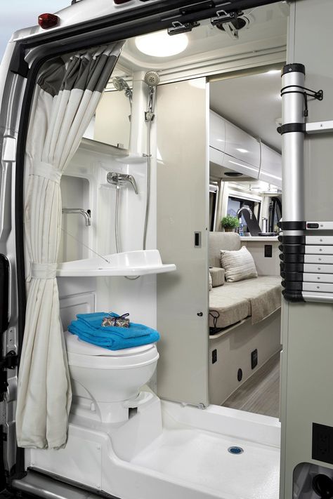 Tellaro Class B Motorhomes - Gallery | Thor Motor Coach Camper Van Shower, Ducato Camper, Camper Bathroom, Wet Bath, Class B Motorhomes, Sink Toilet, Class B Rv, Kombi Home, Van Conversion Interior