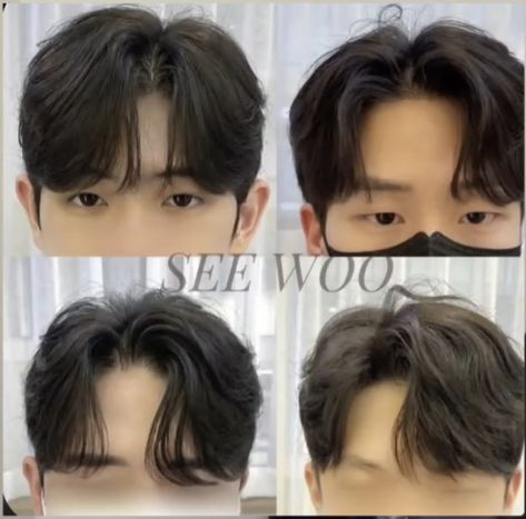 Cute Asian Hairstyles Men, Kdrama Hairstyles Men, Korean Center Parting Men, Korean Hairstyle Men Round Face, Mid Part Asian Hair Men, 70 30 Haircut Men Asian, Korean Slick Back Hair Men, Korean Curtain Bangs Men, Korean Side Part Hair Men