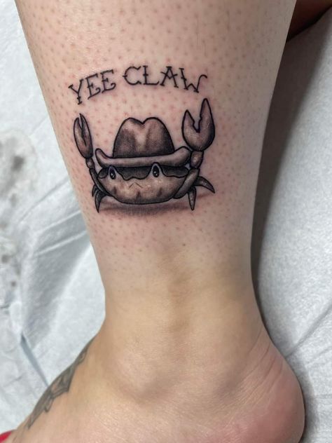 Wacky Tattoo Ideas, Blue Collar Tattoos For Men, Shark With Cowboy Hat Tattoo, Western Animal Tattoo, Silly Tattoos Funny, Funny Fish Tattoo, Weird Animal Tattoos, Funny Shark Tattoo, Cowboy Animal Tattoo