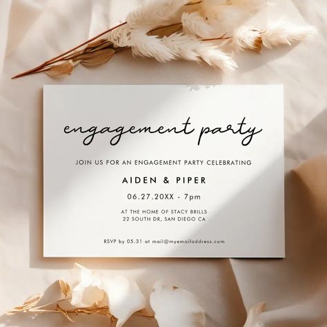 Simple engagement party invitation Simple Engagement Party Ideas, Simple Engagement Party Invitations, Simple Engagement Party, Simple Advertisement, Engagement Party Dinner, Engagement Party Ideas, Party Outside, Couple Engagement Pictures, Simple Engagement