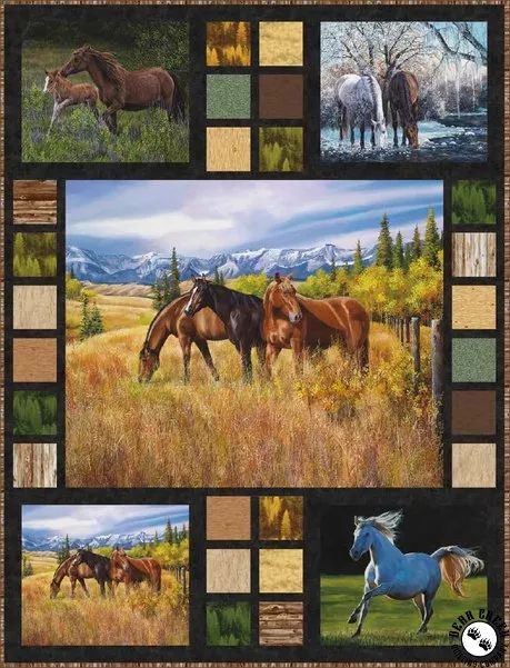 Horse Quilt Patterns, Wildlife Quilts, Quilt Panels, Panel Quilt Patterns, Horse Quilt, Sewing Quilts, High Horse, Fabric Panel Quilts, Horse Fabric