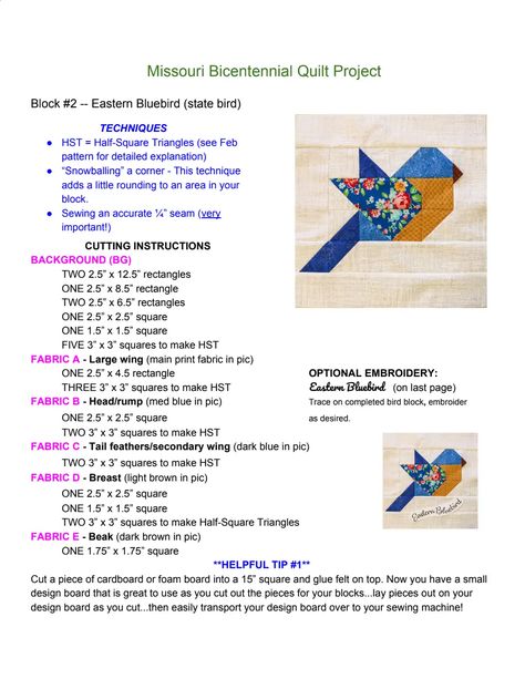 Bird Paper Piecing Quilt Block, Pieced Bird Quilt Blocks, Bluebird Quilt Pattern, Bluebird Quilt Block, Bird Quilt Blocks Free Pattern, Fish Quilt Pattern, Free Paper Piecing Patterns, Bird Quilt Blocks, Fish Quilt