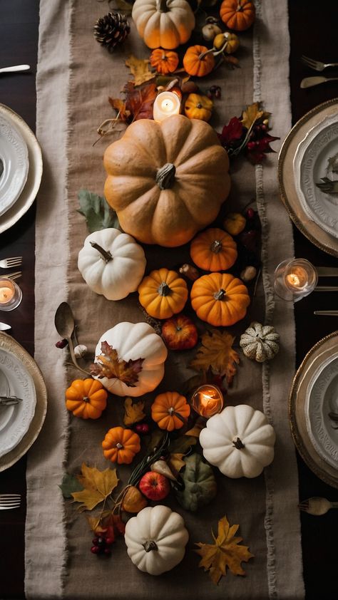 Transform your home with cozy and stylish fall Thanksgiving decor ideas From DIY table centerpieces to candle arrangements Hobby Lobby has everything you need to elevate your front porch living room outdoor space farmhouse kitchen or modern porch this season Impress your guests with these easy and beautiful decorating ideas Thanksgiving Table Styling, Farmhouse Thanksgiving Table Setting, Fall Table Centerpieces For Round Tables, Buffet Table Fall Decor, Thanksging Table Decor, Thanks Giving Table Settings, Thanksgiving Home Decor Diy, Classic Thanksgiving Decor, Thanksgiving Buffet Decor