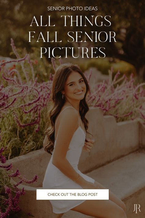 Need some fall senior pictures inspiration? From fall senior photos locations to fall senior photo outfits, this blog post has everything you need! High School Senior Picture Outfit Ideas, Gown Picture Ideas, Senior Pictures Spring, Cap And Gown Picture Ideas, Outfits Senior Pictures, Beach Senior Pictures, Unique Senior Photos, Poses Graduation, Fall Senior Photos