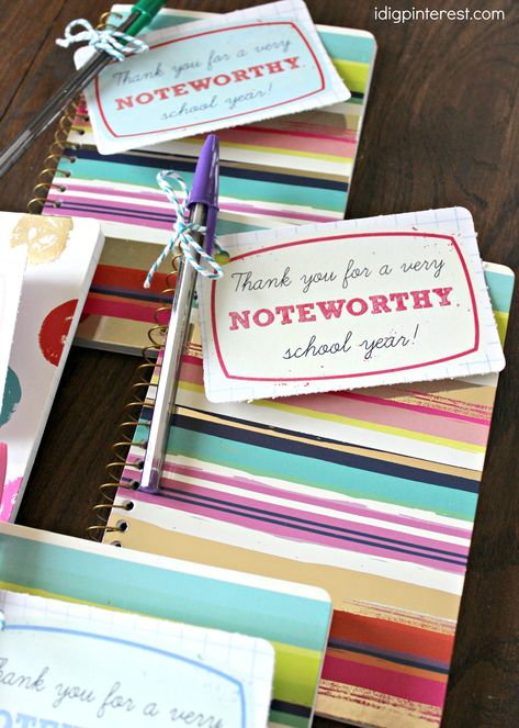 Noteworthy Teacher Appreciation Gift. Show your gratitude to a wonderful educator, before school lets out for the summer, with this fun and colorful Noteworthy Teacher Appreciation Gift! #teacherappreciation #kids #giftidea #school Noteworthy Teacher Printable, Teacher Appreciation Week Daily Gift Ideas, Teacher Recognition, Realtor Marketing Gifts, Outreach Ideas, Marketing Gifts, Marketing Gift, Classroom Treats, Appreciation Ideas