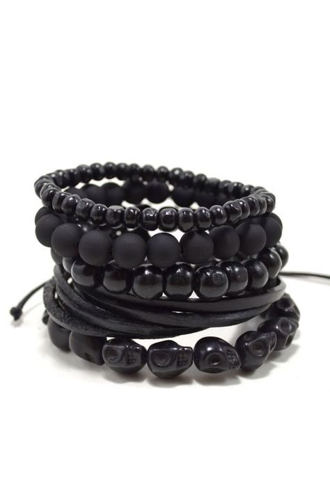 ❧❧❧❧❧❧ Men Jewellery, Wrist Wear, Black Bracelets, Bracelet Black, Mens Accessories Fashion, Fashion Mode, Men's Accessories, Black Beads, Anton