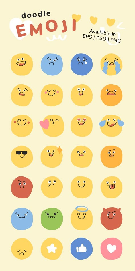 Emoji Doodles, Good Notes Stickers Png, Cute Png Stickers, Doodle Emoji, Doodle Graphic Design, Adorable Backgrounds, Set Emoji, Cute Digital Stickers, Emoji Cute