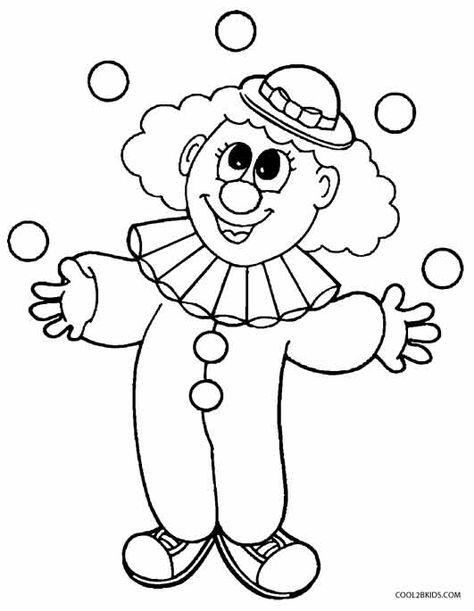 Printable Clown Coloring Pages For Kids | Cool2bKids Clown Coloring Pages, Face Coloring Pages, Clown Images, Clown Crafts, Face Coloring, Embroidery Face, Carnival Crafts, Circus Crafts, Theme Carnaval