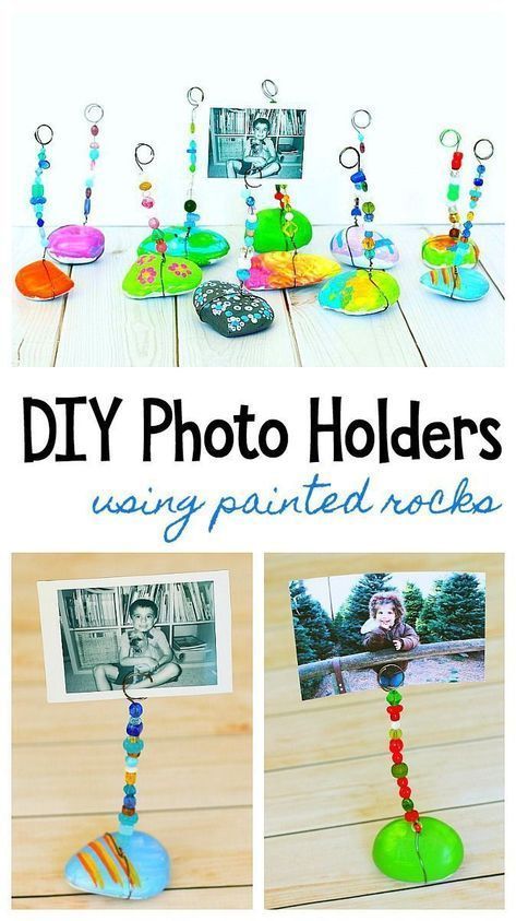 Rock Photo Holder, Photo Holder Craft, Diy Photo Holder, Rock Photo, Summer Camp Crafts, Paint Rocks, Mothers Day Crafts For Kids, Cadeau Diy, Photo Holder