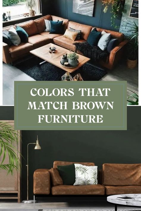 Wondering what colors complement your brown furniture? From soothing greens to vibrant hues, find the perfect wall color and decor ideas that will elevate your space. Whether you're going for a cozy vibe or a modern look, the right combinations can bring everything together. Explore stylish color palettes and design tips that will help you transform your living atmosphere. Say goodbye to dull spaces and hello to a refreshed home that showcases your unique style. Get inspired and start decorating today! Brown Themed Living Room, What Colors Go With Brown, Green Furniture Living Room, Plum Walls, Wall Color Ideas, Brown Leather Furniture, Dark Brown Furniture, Brown Couch Living Room, Brown Couch