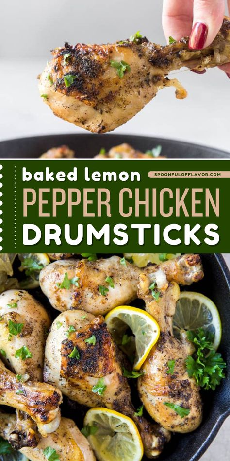 Baked lemon pepper chicken drumsticks recipe is one of the best Father's Day dinner ideas! It is simple and easy to cook. Baked lemon pepper chicken drumstick is flavorful and can go well with any side dish. Save this easy meal for Father's Day! Drumstick Sides, Baked Drumsticks Oven, Best Chicken Drumstick Recipes, Drumstick Chicken Recipes Oven, Lemon Pepper Drumsticks, Lemon Pepper Chicken Drumsticks, Chicken Drumstick Recipes Oven, Drumstick Recipes Oven, Baked Lemon Pepper Chicken