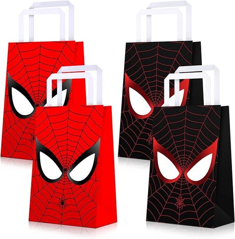 Spider Man Party Bags, Miles Morales Birthday Party Decorations, Miles Morales Party Ideas, Miles Morales Birthday Party, Spider Treats, Spiderman Gifts, Spiderman Theme, Spiderman Birthday Party, Gifts Bags