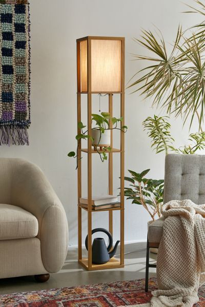 Dean Shelf Floor Lamp | Urban Outfitters Interior Design Per La Casa, Wooden Floor Lamps, Floor Lamp With Shelves, Floor Lamps Living Room, Lampe Decoration, 아파트 인테리어, Inspire Me Home Decor, Wooden Shelf, Styl Boho