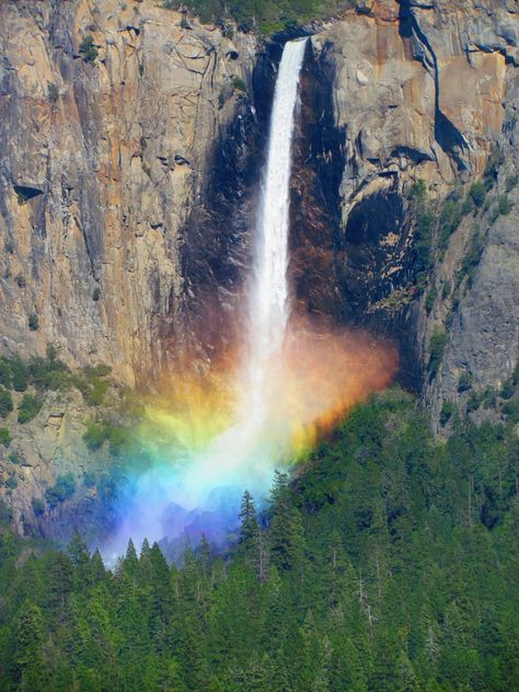 He lives in you, he lives in me He watches over everything we see Into the waters, into the truth In your reflection, he lives in you Rainbow Waterfall, Rainbow Falls, Beautiful Waterfalls, Yosemite National, Yosemite National Park, A Rainbow, Amazing Nature, Beautiful World, Beautiful Landscapes