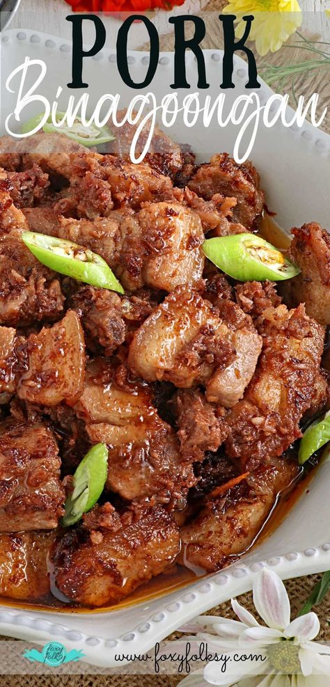 Pork Binagoongan, Filipino Pork Recipes, Easy Filipino Recipes, Foxy Folksy, Filipino Dish, Pork Belly Recipes, Shrimp Paste, Filipino Dishes, Pinoy Food