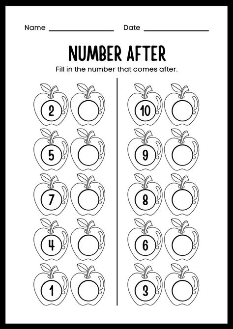 Number After 1-20 Activity Worksheet for Kids - Templates by Canva Number Writing Worksheets, Kindergarten Math Centers, Nursery Worksheets, Number Counting, Number Writing, Farm Preschool, Activity Worksheet, Math Centers Kindergarten, Worksheet For Kids