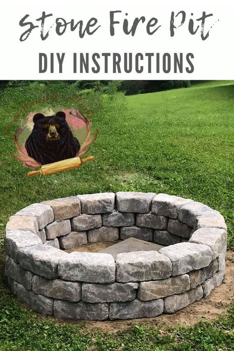 Diy Stone Fire Pit, Campsite Ideas, Fire Pit Plans, Make A Fire Pit, Backyard Homestead, How To Build A Fire Pit, Outdoor Fire Pit Designs, Fire Pit Kit, Rustic Backyard