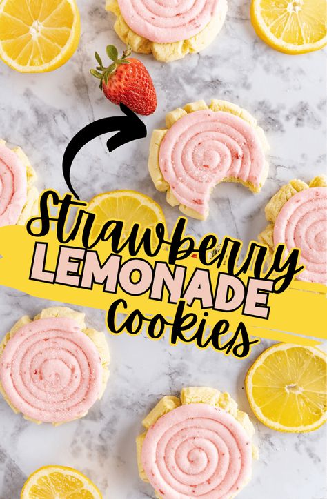 Strawberry lemonade cookies are a delightful summertime treat that combines the refreshing flavors of ripe strawberries and tangy lemons in a soft, melt in your mouth cookie. |Cooking with Karli|d Crumbl Raspberry Lemonade Cookie, Strawberry Lemonade Cookies Recipe, Strawberry Cookies Crumbl, Summer Flavor Cookies, Soft Strawberry Cookies, Cute Cookies To Make, Strawberry Cupcake Crumbl Cookie, Flavored Cookie Recipes, Crumbl Strawberry Cookie