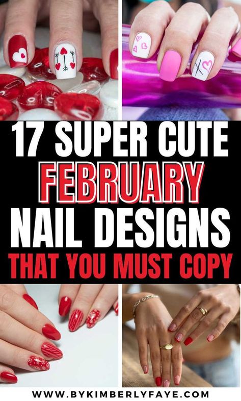 Prepare for the month of love with these 17 Super Cute February Nail Designs That You Must Copy, february nail designs, february nail designs 2024 february nail designs valentines day, february nail designs short, february nail designs almond, february nail designs french tips, february nail designs square, february nail designs coffin, february nail designs pink Short Nail Ideas February, Nail Art For February, Valentine Nail Designs 2024, Purple Vday Nails, February Nails Ideas Short, Winter Valentine Nails, February Birthday Nails Ideas, Valentine's Nail Art, French Valentines Nails