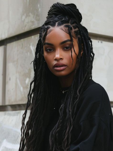 Explore the Timeless Appeal of Long Box Braids Women Hair Braiding Styles, Braids And Afro Hairstyles, Black Woman Braids Aesthetic, Viking Hair Black Woman, Medium Thick Braids, Tinashe Braids, Long Loc Updo Styles Women, Persian Hairstyles, Black Hair Twists