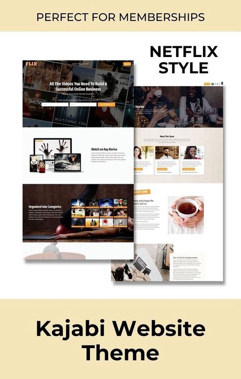 Searching for a Netflix Style Kajabi Website Theme? Checkout this Flix Kajabi Website template. This is inspired by Netlflix - it's very visual and works well with images. That's why it is perfect for memberships. Get it here! | Kajabi Sales Page Template Kajabi Website, Digital Marketing Ideas, Sales Page Template, Business Stories, Sales Page, Successful Online Businesses, Website Themes, Marketing Ideas, Meet The Team